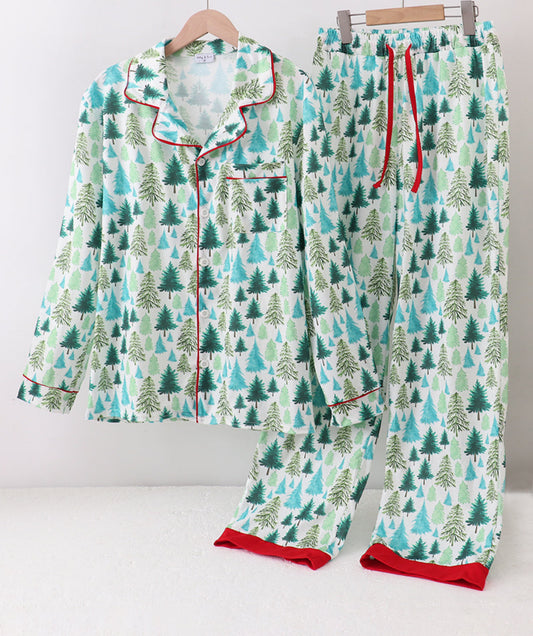 GREEN CHRISTMAS TREE PRINT DAD PAJAMAS PANTS SET