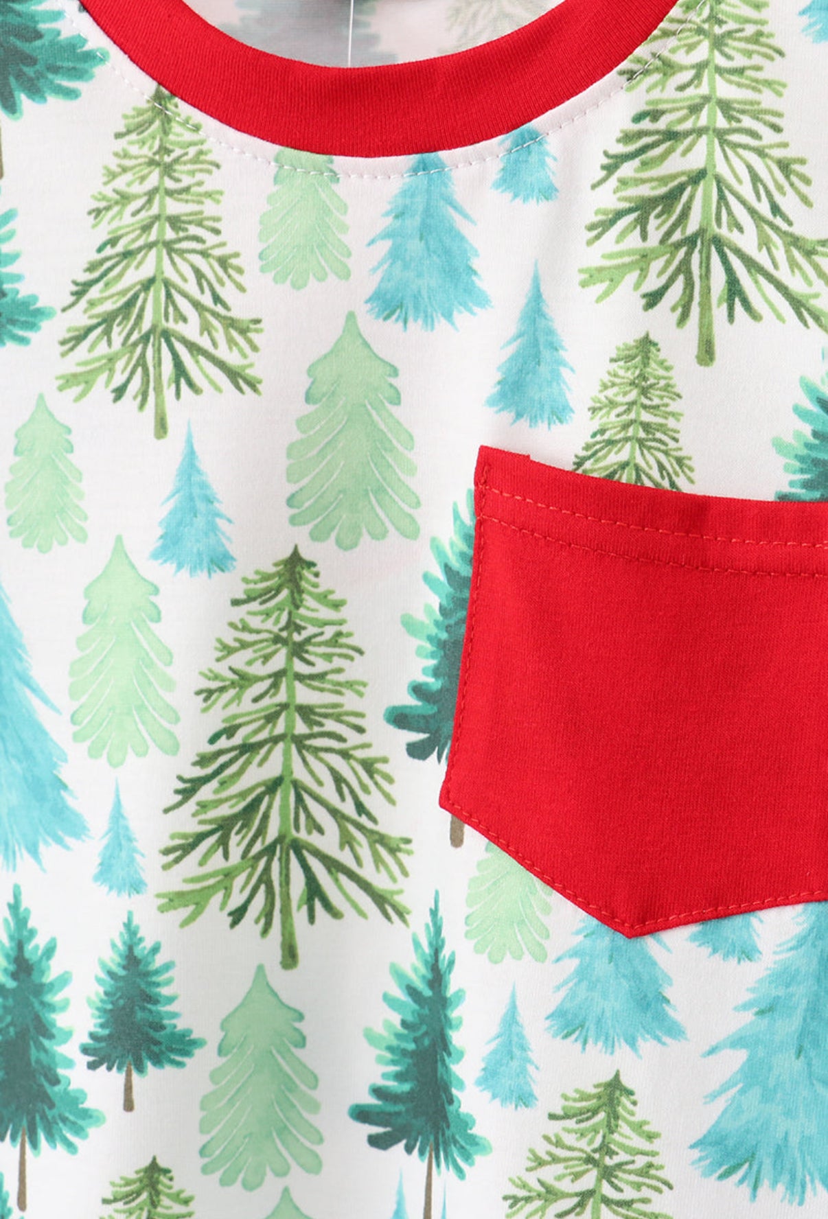 GREEN CHRISTMAS TREE PRINT PAJAMAS SET